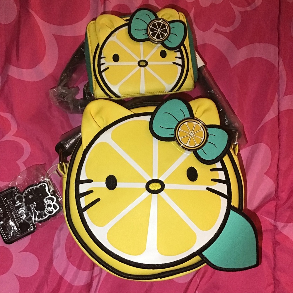 Hello Kitty Lemon Loungefly crossbody and wallet